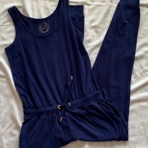 Michael Kors Navy Jumpsuit with Gold Detailing